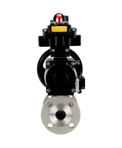 Кран шаровой DN.ru BV3232P(3pc)-FP-F-ISO-H Ду65 Ру40 фланцевый с ISO-фланцем, корпус - нержавеющая сталь 316, полнопроходной, уплотнение - PTFE, с пневмоприводом PA-DA-105-1, пневмораспределителем 4М310-08 24В, БКВ APL-410N Ex, БПВ AFC2000