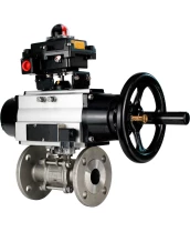 Кран шаровой DN.ru BV3232P(3pc)-FP-F-ISO-H Ду65 Ру40 фланцевый с ISO-фланцем, корпус - нержавеющая сталь 316, полнопроходной, уплотнение - PTFE, с пневмоприводом PA-DA-105-1, пневмораспределителем 4М310-08 220В, БКВ APL-410N Ex