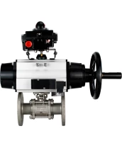 Кран шаровой DN.ru BV3232P(3pc)-FP-F-ISO-H Ду100 Ру25 фланцевый с ISO-фланцем, корпус - нержавеющая сталь 316, полнопроходной, уплотнение - PTFE, с пневмоприводом PA-DA-105-1, пневмораспределителем 4М310-08 220В, БКВ APL-410N Ex