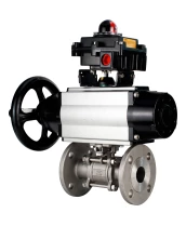 Кран шаровой DN.ru BV3232P(3pc)-FP-F-ISO-H Ду100 Ру25 фланцевый с ISO-фланцем, корпус - нержавеющая сталь 316, полнопроходной, уплотнение - PTFE, с пневмоприводом PA-DA-105-1, пневмораспределителем 4М310-08 220В, БКВ APL-410N Ex