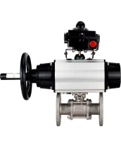 Кран шаровой DN.ru BV3232P(3pc)-FP-F-ISO-H Ду100 Ру25 фланцевый с ISO-фланцем, корпус - нержавеющая сталь 316, полнопроходной, уплотнение - PTFE, с пневмоприводом PA-DA-105-1, пневмораспределителем 4М310-08 220В, БКВ APL-410N Ex