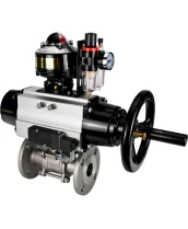 Кран шаровой DN.ru BV3232P(3pc)-FP-F-ISO-H Ду65 Ру40 фланцевый с ISO-фланцем, корпус - нержавеющая сталь 316, полнопроходной, уплотнение - PTFE, с пневмоприводом PA-DA-105-1, пневмораспределителем 4М310-08 220В, БКВ APL-510N Ex, БПВ AFC2000