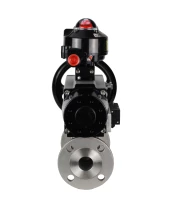 Кран шаровой DN.ru BV3232P(3pc)-FP-F-ISO-H Ду65 Ру40 фланцевый с ISO-фланцем, корпус - нержавеющая сталь 316, полнопроходной, уплотнение - PTFE, с пневмоприводом PA-DA-105-1, пневмораспределителем 4М310-08 220В, БКВ APL-510N Ex