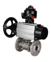 Кран шаровой DN.ru BV3232P(3pc)-FP-F-ISO-H Ду65 Ру40 фланцевый с ISO-фланцем, корпус - нержавеющая сталь 316, полнопроходной, уплотнение - PTFE, с пневмоприводом PA-DA-105-1, пневмораспределителем 4М310-08 220В, БКВ APL-510N Ex