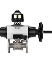 Кран шаровой DN.ru BV3232P(3pc)-FP-F-ISO-H Ду65 Ру40 фланцевый с ISO-фланцем, корпус - нержавеющая сталь 316, полнопроходной, уплотнение - PTFE, с пневмоприводом PA-DA-105-1, пневмораспределителем 4М310-08 220В, БКВ APL-510N Ex