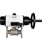 Кран шаровой DN.ru BV3232P(3pc)-FP-F-ISO-H Ду80 Ру40 фланцевый с ISO-фланцем, корпус - нержавеющая сталь 316, полнопроходной, уплотнение - PTFE, с пневмоприводом PA-DA-105-1, пневмораспределителем 4М310-08 24В