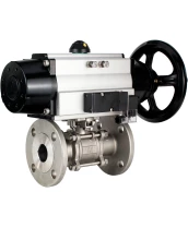 Кран шаровой DN.ru BV3232P(3pc)-FP-F-ISO-H Ду80 Ру40 фланцевый с ISO-фланцем, корпус - нержавеющая сталь 316, полнопроходной, уплотнение - PTFE, с пневмоприводом PA-DA-105-1, пневмораспределителем 4М310-08 24В