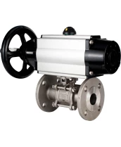 Кран шаровой DN.ru BV3232P(3pc)-FP-F-ISO-H Ду80 Ру40 фланцевый с ISO-фланцем, корпус - нержавеющая сталь 316, полнопроходной, уплотнение - PTFE, с пневмоприводом PA-DA-105-1, пневмораспределителем 4М310-08 24В