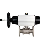 Кран шаровой DN.ru BV3232P(3pc)-FP-F-ISO-H Ду80 Ру40 фланцевый с ISO-фланцем, корпус - нержавеющая сталь 316, полнопроходной, уплотнение - PTFE, с пневмоприводом PA-DA-105-1, пневмораспределителем 4М310-08 24В