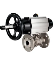 Кран шаровой DN.ru BV3232P(3pc)-FP-F-ISO-H Ду80 Ру40 фланцевый с ISO-фланцем, корпус - нержавеющая сталь 316, полнопроходной, уплотнение - PTFE, с пневмоприводом PA-DA-105-1, пневмораспределителем 4М310-08 24В