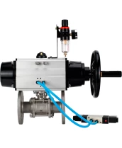Кран шаровой DN.ru BV3232P(3pc)-FP-F-ISO-H Ду65 Ру40 фланцевый с ISO-фланцем, корпус - нержавеющая сталь 316, полнопроходной, уплотнение - PTFE, с пневмоприводом PA-DA-105-1, пневмораспределителем 4V320-10 220В, БПВ AFC2000