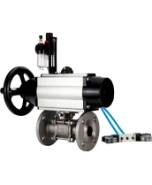 Кран шаровой DN.ru BV3232P(3pc)-FP-F-ISO-H Ду65 Ру40 фланцевый с ISO-фланцем, корпус - нержавеющая сталь 316, полнопроходной, уплотнение - PTFE, с пневмоприводом PA-DA-105-1, пневмораспределителем 4V320-10 220В, БПВ AFC2000