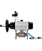 Кран шаровой DN.ru BV3232P(3pc)-FP-F-ISO-H Ду65 Ру40 фланцевый с ISO-фланцем, корпус - нержавеющая сталь 316, полнопроходной, уплотнение - PTFE, с пневмоприводом PA-DA-105-1, пневмораспределителем 4V320-10 220В, БПВ AFC2000