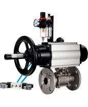 Кран шаровой DN.ru BV3232P(3pc)-FP-F-ISO-H Ду65 Ру40 фланцевый с ISO-фланцем, корпус - нержавеющая сталь 316, полнопроходной, уплотнение - PTFE, с пневмоприводом PA-DA-105-1, пневмораспределителем 4V320-10 220В, БПВ AFC2000