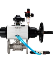 Кран шаровой DN.ru BV3232P(3pc)-FP-F-ISO-H Ду80 Ру40 фланцевый с ISO-фланцем, корпус - нержавеющая сталь 316, полнопроходной, уплотнение - PTFE, с пневмоприводом PA-DA-105-1, пневмораспределителем 4V320-10 220В, БКВ APL-210N, БПВ AFC2000