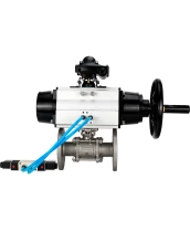 Кран шаровой DN.ru BV3232P(3pc)-FP-F-ISO-H Ду80 Ру40 фланцевый с ISO-фланцем, корпус - нержавеющая сталь 316, полнопроходной, уплотнение - PTFE, с пневмоприводом PA-DA-105-1, пневмораспределителем 4V320-10 220В, БКВ APL-210N