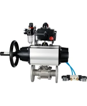 Кран шаровой DN.ru BV3232P(3pc)-FP-F-ISO-H Ду65 Ру40 фланцевый с ISO-фланцем, корпус - нержавеющая сталь 316, полнопроходной, уплотнение - PTFE, с пневмоприводом PA-DA-105-1, пневмораспределителем 4V320-08 220В, БКВ APL-410N Ex, БПВ AFC2000