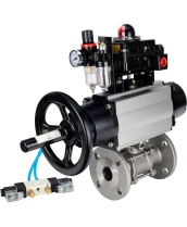 Кран шаровой DN.ru BV3232P(3pc)-FP-F-ISO-H Ду100 Ру25 фланцевый с ISO-фланцем, корпус - нержавеющая сталь 316, полнопроходной, уплотнение - PTFE, с пневмоприводом PA-DA-105-1, пневмораспределителем 4V320-08 220В, БКВ APL-410N Ex, БПВ AFC2000