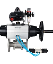 Кран шаровой DN.ru BV3232P(3pc)-FP-F-ISO-H Ду100 Ру25 фланцевый с ISO-фланцем, корпус - нержавеющая сталь 316, полнопроходной, уплотнение - PTFE, с пневмоприводом PA-DA-105-1, пневмораспределителем 4V320-08 220В, БКВ APL-410N Ex, БПВ AFC2000