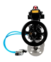 Кран шаровой DN.ru BV3232P(3pc)-FP-F-ISO-H Ду100 Ру25 фланцевый с ISO-фланцем, корпус - нержавеющая сталь 316, полнопроходной, уплотнение - PTFE, с пневмоприводом PA-DA-105-1, пневмораспределителем 4V320-10 220В, БКВ APL-410N Ex