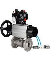 Кран шаровой DN.ru BV3232P(3pc)-FP-F-ISO-H Ду100 Ру25 фланцевый с ISO-фланцем, корпус - нержавеющая сталь 316, полнопроходной, уплотнение - PTFE, с пневмоприводом PA-DA-105-1, пневмораспределителем 4V320-08 220В, БКВ APL-510N Ex, БПВ AFC2000