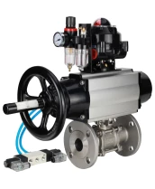 Кран шаровой DN.ru BV3232P(3pc)-FP-F-ISO-H Ду100 Ру25 фланцевый с ISO-фланцем, корпус - нержавеющая сталь 316, полнопроходной, уплотнение - PTFE, с пневмоприводом PA-DA-105-1, пневмораспределителем 4V320-08 220В, БКВ APL-510N Ex, БПВ AFC2000