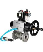 Кран шаровой DN.ru BV3232P(3pc)-FP-F-ISO-H Ду100 Ру25 фланцевый с ISO-фланцем, корпус - нержавеющая сталь 316, полнопроходной, уплотнение - PTFE, с пневмоприводом PA-DA-105-1, пневмораспределителем 4V320-08 220В, БКВ APL-510N Ex, БПВ AFC2000