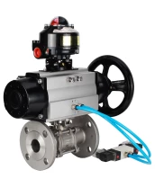 Кран шаровой DN.ru BV3232P(3pc)-FP-F-ISO-H Ду65 Ру40 фланцевый с ISO-фланцем, корпус - нержавеющая сталь 316, полнопроходной, уплотнение - PTFE, с пневмоприводом PA-DA-105-1, пневмораспределителем 4V320-08 220В, БКВ APL-510N Ex