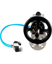 Кран шаровой DN.ru BV3232P(3pc)-FP-F-ISO-H Ду100 Ру25 фланцевый с ISO-фланцем, корпус - нержавеющая сталь 316, полнопроходной, уплотнение - PTFE, с пневмоприводом PA-DA-105-1, пневмораспределителем 4V320-08 220В