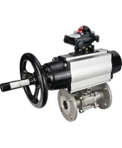 Кран шаровой DN.ru BV3232P(3pc)-FP-F-ISO-H Ду100 Ру25 фланцевый с ISO-фланцем, корпус - нержавеющая сталь 316, полнопроходной, уплотнение - PTFE, с пневмоприводом PA-DA-105-1, БКВ APL-210N