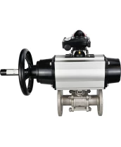 Кран шаровой DN.ru BV3232P(3pc)-FP-F-ISO-H Ду100 Ру25 фланцевый с ISO-фланцем, корпус - нержавеющая сталь 316, полнопроходной, уплотнение - PTFE, с пневмоприводом PA-DA-105-1, БКВ APL-210N