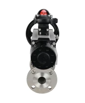 Кран шаровой DN.ru BV3232P(3pc)-FP-F-ISO-H Ду100 Ру25 фланцевый с ISO-фланцем, корпус - нержавеющая сталь 316, полнопроходной, уплотнение - PTFE, с пневмоприводом PA-DA-105-1, БКВ APL-210N