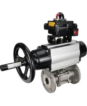 Кран шаровой DN.ru BV3232P(3pc)-FP-F-ISO-H Ду100 Ру25 фланцевый с ISO-фланцем, корпус - нержавеющая сталь 316, полнопроходной, уплотнение - PTFE, с пневмоприводом PA-DA-105-1, БКВ APL-410N Ex