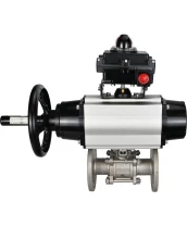 Кран шаровой DN.ru BV3232P(3pc)-FP-F-ISO-H Ду100 Ру25 фланцевый с ISO-фланцем, корпус - нержавеющая сталь 316, полнопроходной, уплотнение - PTFE, с пневмоприводом PA-DA-105-1, БКВ APL-410N Ex