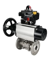 Кран шаровой DN.ru BV3232P(3pc)-FP-F-ISO-H Ду100 Ру25 фланцевый с ISO-фланцем, корпус - нержавеющая сталь 316, полнопроходной, уплотнение - PTFE, с пневмоприводом PA-DA-105-1, БКВ APL-410N Ex