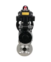 Кран шаровой DN.ru BV3232P(3pc)-FP-F-ISO-H Ду100 Ру25 фланцевый с ISO-фланцем, корпус - нержавеющая сталь 316, полнопроходной, уплотнение - PTFE, с пневмоприводом PA-DA-105-1, БКВ APL-410N Ex