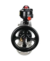 Кран шаровой DN.ru BV3232P(3pc)-FP-F-ISO-H Ду80 Ру40 фланцевый с ISO-фланцем, корпус - нержавеющая сталь 316, полнопроходной, уплотнение - PTFE, с пневмоприводом PA-DA-105-1, БКВ APL-510N Ex