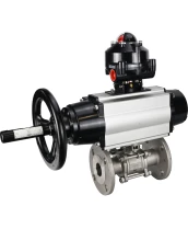 Кран шаровой DN.ru BV3232P(3pc)-FP-F-ISO-H Ду80 Ру40 фланцевый с ISO-фланцем, корпус - нержавеющая сталь 316, полнопроходной, уплотнение - PTFE, с пневмоприводом PA-DA-105-1, БКВ APL-510N Ex