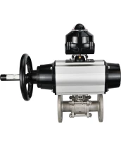 Кран шаровой DN.ru BV3232P(3pc)-FP-F-ISO-H Ду80 Ру40 фланцевый с ISO-фланцем, корпус - нержавеющая сталь 316, полнопроходной, уплотнение - PTFE, с пневмоприводом PA-DA-105-1, БКВ APL-510N Ex