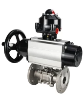 Кран шаровой DN.ru BV3232P(3pc)-FP-F-ISO-H Ду80 Ру40 фланцевый с ISO-фланцем, корпус - нержавеющая сталь 316, полнопроходной, уплотнение - PTFE, с пневмоприводом PA-DA-105-1, БКВ APL-510N Ex