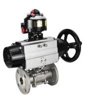 Кран шаровой DN.ru BV3232P(3pc)-FP-F-ISO-H Ду80 Ру40 фланцевый с ISO-фланцем, корпус - нержавеющая сталь 316, полнопроходной, уплотнение - PTFE, с пневмоприводом PA-DA-105-1, БКВ APL-510N Ex