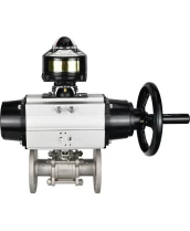 Кран шаровой DN.ru BV3232P(3pc)-FP-F-ISO-H Ду65 Ру40 фланцевый с ISO-фланцем, корпус - нержавеющая сталь 316, полнопроходной, уплотнение - PTFE, с пневмоприводом PA-DA-105-1, БКВ APL-510N Ex