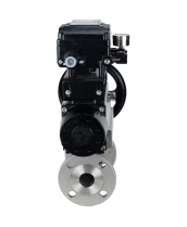 Кран шаровой DN.ru BV3232P(3pc)-FP-F-ISO-H Ду80 Ру40 фланцевый с ISO-фланцем, корпус - нержавеющая сталь 316, полнопроходной, уплотнение - PTFE, с пневмоприводом PA-DA-105-1, электропневматическим позиционером YT-1000RSN без обратной связи