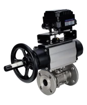 Кран шаровой DN.ru BV3232P(3pc)-FP-F-ISO-H Ду80 Ру40 фланцевый с ISO-фланцем, корпус - нержавеющая сталь 316, полнопроходной, уплотнение - PTFE, с пневмоприводом PA-DA-105-1, электропневматическим позиционером YT-1000RSN без обратной связи