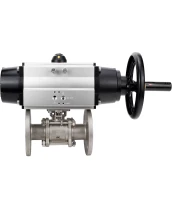 Кран шаровой DN.ru BV3232P(3pc)-FP-F-ISO-H Ду100 Ру25 фланцевый с ISO-фланцем, корпус - нержавеющая сталь 316, полнопроходной, уплотнение - PTFE, с пневмоприводом PA-DA-105-1