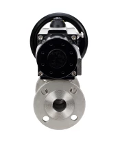 Кран шаровой DN.ru BV3232P(3pc)-FP-F-ISO-H Ду100 Ру25 фланцевый с ISO-фланцем, корпус - нержавеющая сталь 316, полнопроходной, уплотнение - PTFE, с пневмоприводом PA-DA-105-1