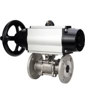 Кран шаровой DN.ru BV3232P(3pc)-FP-F-ISO-H Ду100 Ру25 фланцевый с ISO-фланцем, корпус - нержавеющая сталь 316, полнопроходной, уплотнение - PTFE, с пневмоприводом PA-DA-105-1