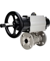 Кран шаровой DN.ru BV3232P(3pc)-FP-F-ISO-H Ду100 Ру25 фланцевый с ISO-фланцем, корпус - нержавеющая сталь 316, полнопроходной, уплотнение - PTFE, с пневмоприводом PA-DA-105-1