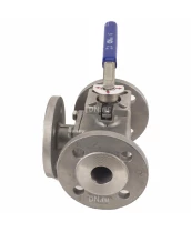 Кран шаровой DN.ru BV3232P(4pc)-FP-3WL-F-ISO-H Ду80 Ру16 полнопроходной трехходовой, нержавеющая сталь SS316, фланцевый, уплотнение - PTFE, ISO-фланец F07/F10, квадрат 19х19, с рукояткой