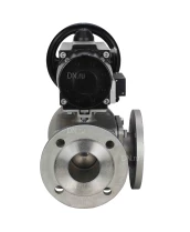 Кран шаровой DN.ru BV3232P(4pc)-FP-3WL-F Ду100 Ру16 полнопроходной трехходовой, фланцевый, корпус - нержавеющая сталь SS316, с пневмоприводом DN.ru PA-DA-105-1 двойного действия и пневмораспределителем 4M310-08 24В